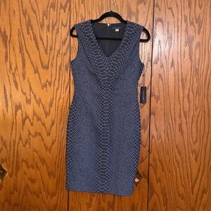 Tommy Hilfiger Navy Patterned Midi Dress